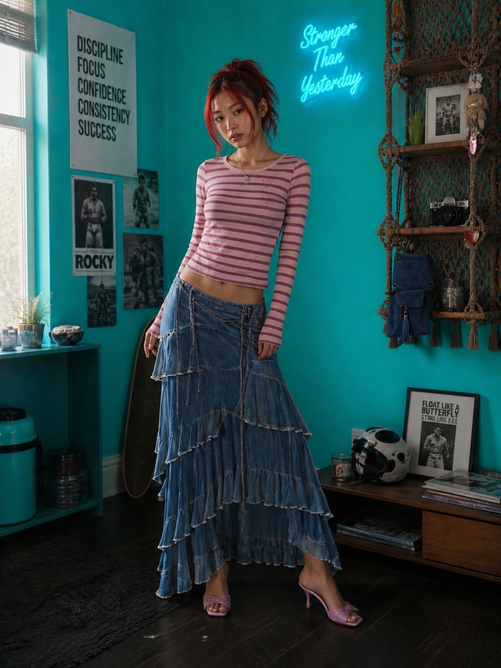 2000s Guess Logo Long Sleeve Striped T-shirt